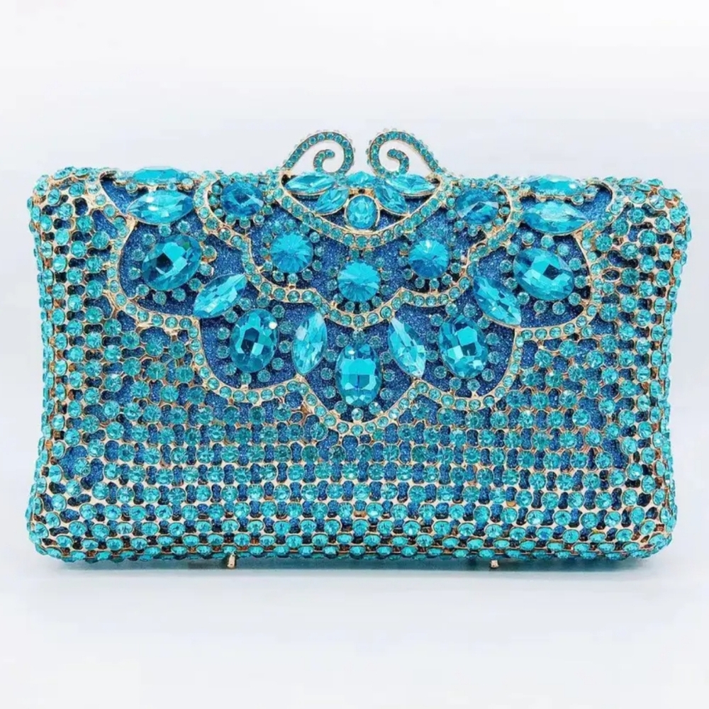 Sparkling Turquoise Crystal Clutch